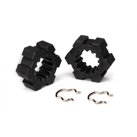 Wheel hubs, hex (2)/ hex clips (2) XMAXX