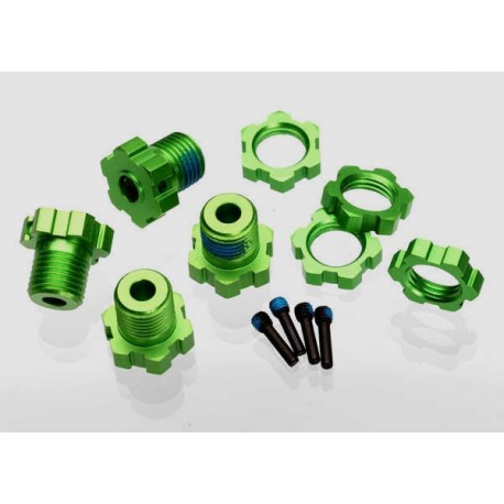 Wheel hubs, splined, 17mm (green-anodized) (4)