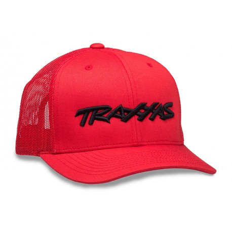 TRUCKER HAT CURVED BILL RED TRAXXAS LOGO