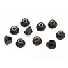 Nuts, 4mm flanged nylon locking, serrated black (10)