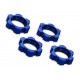 Wheel nuts, splined, 17mm, serrated (blue-anodized) (4)