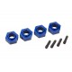 Wheel hubs, 12mm hex, 6061-T6 aluminum (blue-anodized) (4)