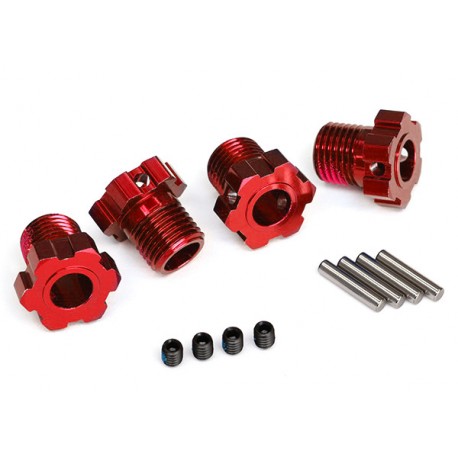 Wheel hubs, splined, 17mm (red-anodized) (4)