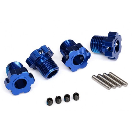 Wheel hubs, splined, 17mm (Blue-anodized) (4)