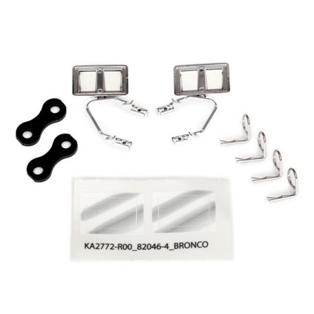 Mirrors, side, chrome (left & right)/ retainers (2)