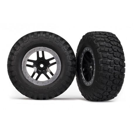 Tires & wheels, assembled, glued SCT Split-Spoke, black (2)