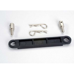 Battery hold-down plate black metal posts (2)body clips