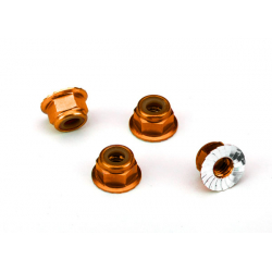 Nuts, 4mm nylon locking (4) orange-anodized