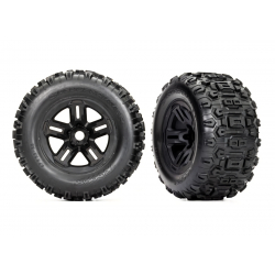 Tires and wheels, assembled, 3.8" black wheels, Sledgehammer