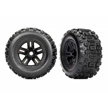 Tires and wheels, assembled, 3.8" black wheels, Sledgehammer