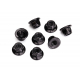 Nuts, 5mm flanged nylon locking (steel, black serrated) (8)