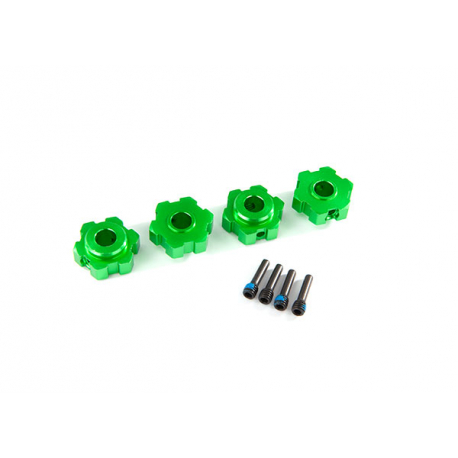 Wheel hubs, hex, aluminum (green-anodized) (4)