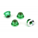 Nuts, aluminum, flanged, serrated (4mm) (green-anodized) (4)