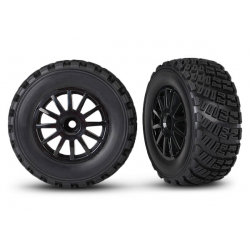 Black 12-Spoke Rally Wheels w/ Rally Tires (2)