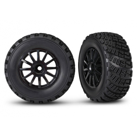 Black 12-Spoke Rally Wheels w/ Rally Tires (2)