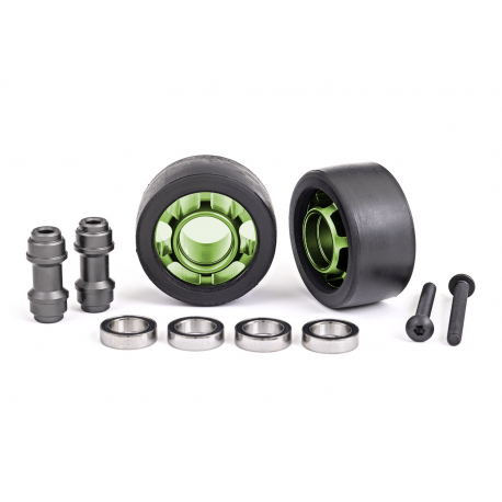 Green Aluminum Wheelie Bar Wheels w/ Hardware (2)
