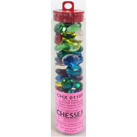 Chessex Gaming Glass Stones in Tube - Assorted Iridized (40)