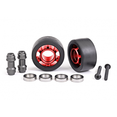Red Aluminum Wheelie Bar Wheels w/ Hardware (2)