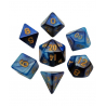 FanRoll Mini Dice Set Blue/Light Blue with Gold Numbers (7)