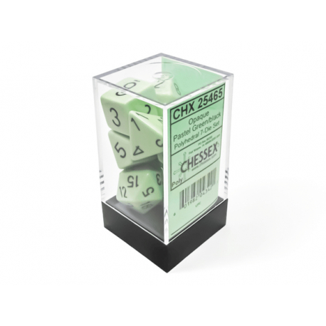 Chessex Opaque Pastel Green/black Polyhedral 7-Die Set