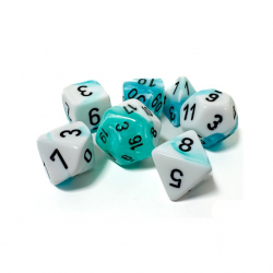Gemini Polyhedral 7- Die Set - White-Teal w/Black