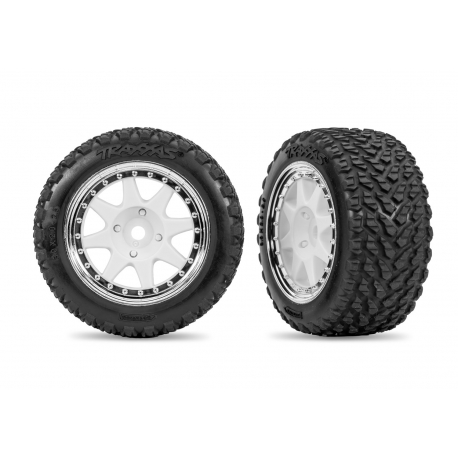 White & Chrome Rear Mini Rally Wheels w/ Soft Tires (2)