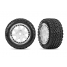 White & Chrome Rear Mini Rally Wheels w/ Soft Tires (2)