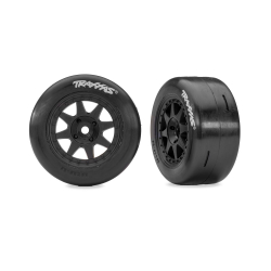 Black Front Mini Rally Wheels w/ Slick Tires (Hard) (2)