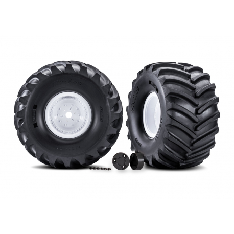 White X-Monster Wheels w/ Terra Groove Tires (2)