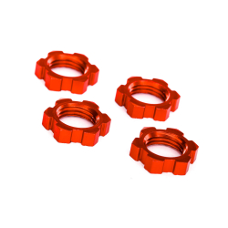 Serrated 17 mm Red Aluminum Splined Wheel Nuts (4)