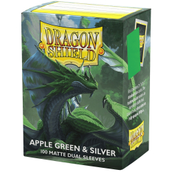 Dragon Shield Sleeves DUAL MATTE (100) Apple Green & Silver