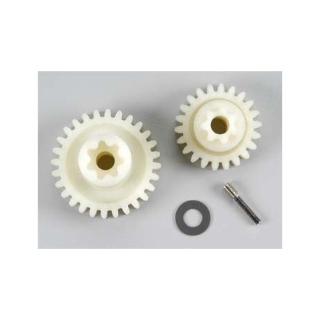 Primary gears: forward (28-T) reverse (22-T) set screw yoke