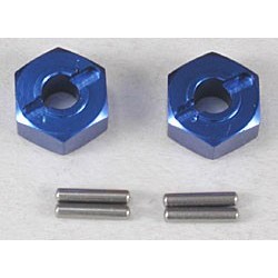 Wheel hubs, hex (blue-anod, lightweight ALUM) (2) axle pins