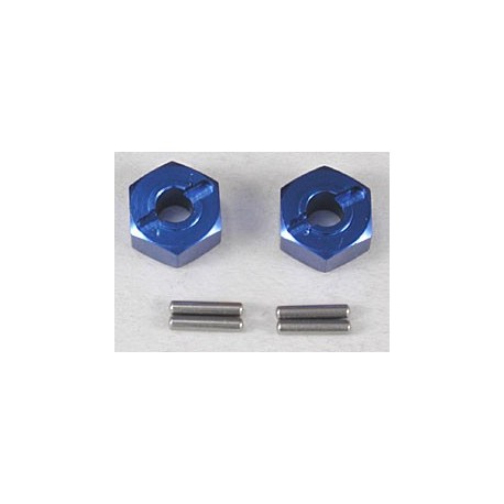 Wheel hubs, hex (blue-anod, lightweight ALUM) (2) axle pins