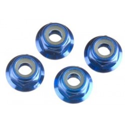 Nuts, ALUM, flanged, serrated (4mm) (blue-anod) (4)