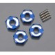 Wheel hubs, hex, 6061-T6 ALUM blue & axle pins(2.5x10mm)(4)