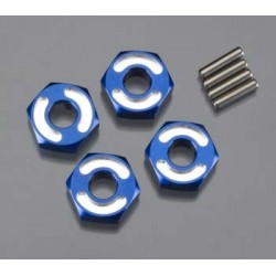 Wheel hubs, hex, 6061-T6 ALUM blue & axle pins(2.5x10mm)(4)