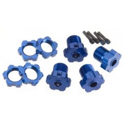 Wheel hubs, splined, 17mm (blue-anod) (4) wheel nuts, spline