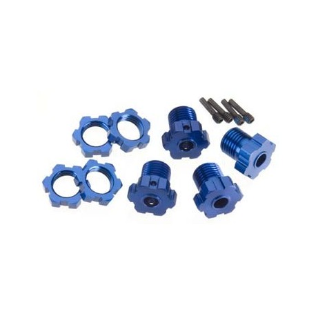 Wheel hubs, splined, 17mm (blue-anod) (4) wheel nuts, spline