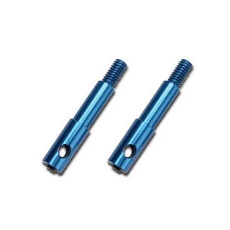 Wheel spindles, front, 7075-T6 ALUM, blue-anod (left-right)