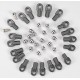 Rod ends(16 long 4 short) hollow ball connectors(18) ball(2)