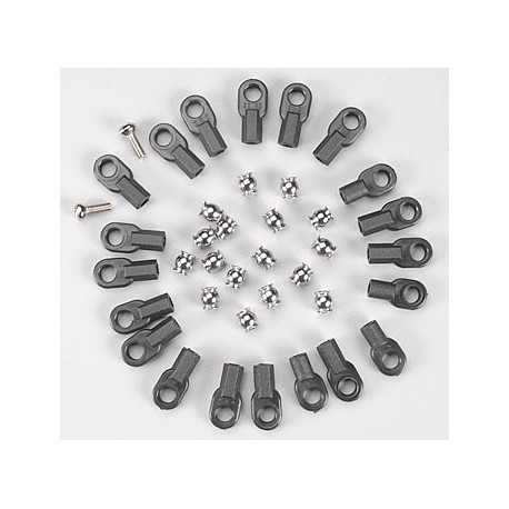 Rod ends(16 long 4 short) hollow ball connectors(18) ball(2)