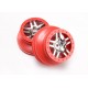 Wheels, SCT Split-Spoke, chrome, red beadlock style, dual