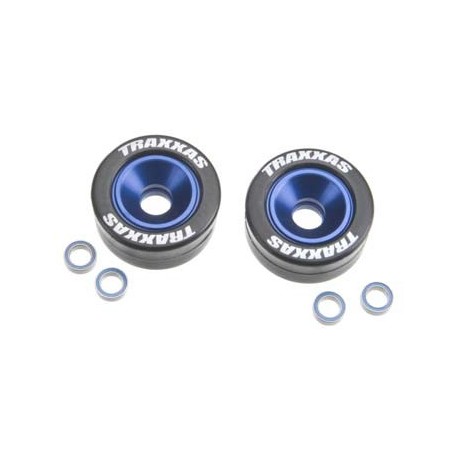 Wheels, ALUM (blue-anod,2) 5x8mm ball bearings (4) axles